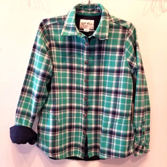 Orvis Green Blue Plaid Check Shacket Jacket Cotton jacket, Cizy and Warm Size M - Picture 1 of 14